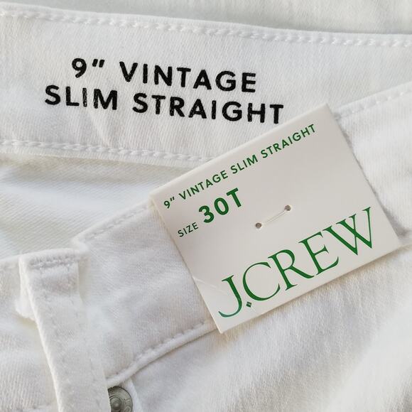 J. Crew Tall 9" Vintage Slim Straight Jeans‎ Size 30T White NWT $128 BQ306 - Picture 5 of 7